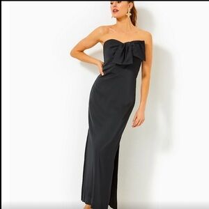 Lilly Pulitzer Strapless Black Bow-Detail Evening Gown